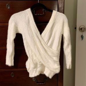 NWT White Joyfolie V front/ V back wrap sweater